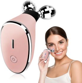 Electric Rollers Inductive Therapeutical Instrument EMS Facial Massager (Color: pink)