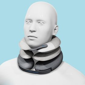 Cervical Traction Instrument Half Velvet Inflatable Liner Inflatable Three-layer Cervical Traction Instrument (Option: Gray-Average Size)